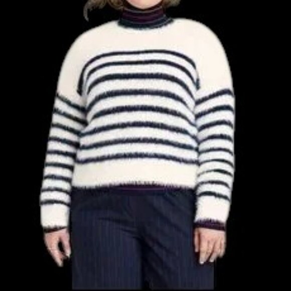 NWT La Ligne x Target Striped Long Hair Sweater Blue White - Picture 1 of 6